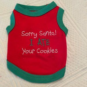 Parisian Pet "Sorry Santa I Ate Your Cookies" dog tshirt XXS like new condition